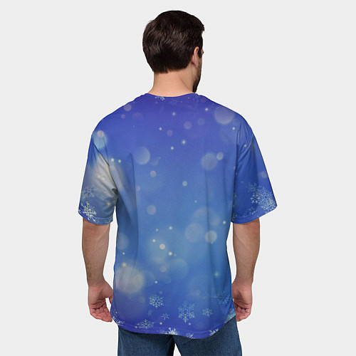 Мужская футболка оверсайз Санта ест печенье с молоком / 3D-принт – фото 4