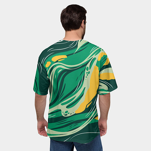 Мужская футболка оверсайз Абстрактные полосы в зелёных тонах / 3D-принт – фото 4