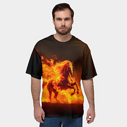 Футболка оверсайз мужская Огненная лошадь, цвет: 3D-принт — фото 2