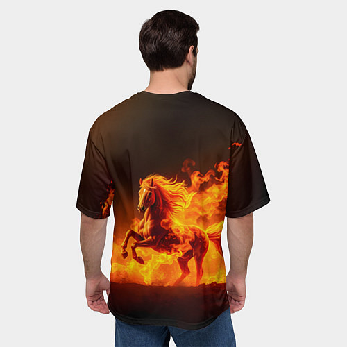 Мужская футболка оверсайз Огненная лошадь / 3D-принт – фото 4