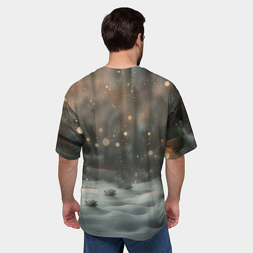 Мужская футболка оверсайз Лисичка удивляется снегу / 3D-принт – фото 4