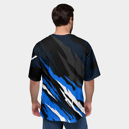 Мужская футболка оверсайз Блюлок - синий языки / 3D-принт – фото 4