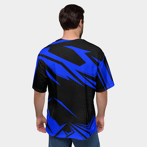Мужская футболка оверсайз Блюлок - синяя абстракция / 3D-принт – фото 4