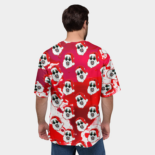 Мужская футболка оверсайз Funny Santa clown Art in blood / 3D-принт – фото 4