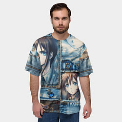 Футболка оверсайз мужская Пэчворк с аниме, цвет: 3D-принт — фото 2