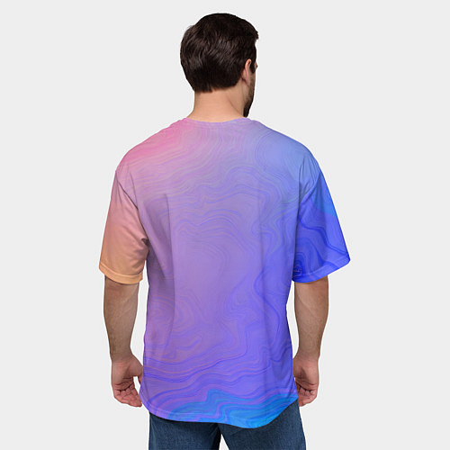 Мужская футболка оверсайз Сине фиолетовый градиент / 3D-принт – фото 4