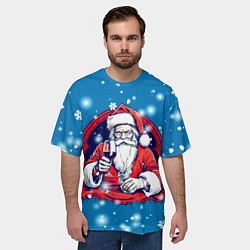 Футболка оверсайз мужская Новый год с бокалом вина, цвет: 3D-принт — фото 2