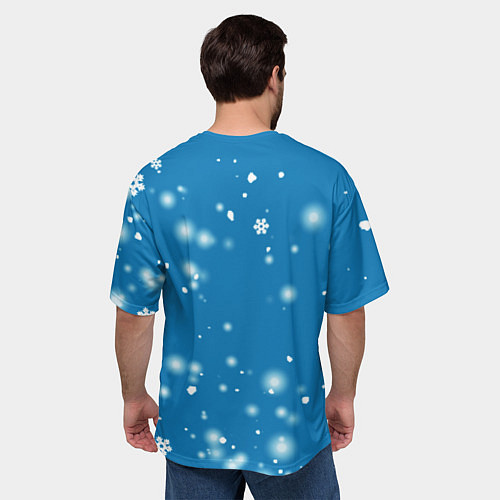 Мужская футболка оверсайз Новый год с бокалом вина / 3D-принт – фото 4