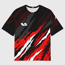 Футболка оверсайз мужская Lixiang - красный языки пламени, цвет: 3D-принт