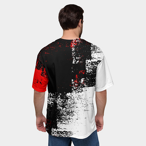 Мужская футболка оверсайз Arctic Monkeys - Красные и белые помехи / 3D-принт – фото 4