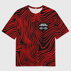 Футболка оверсайз мужская Arctic Monkeys - красные линии, цвет: 3D-принт