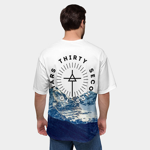 Мужская футболка оверсайз 30 Seconds to Mars - снежные горы / 3D-принт – фото 4