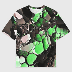 Мужская футболка оверсайз Чёрно-зелёный камень