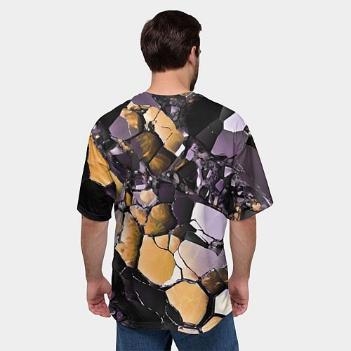 Мужская футболка оверсайз Чёрно-жёлтый камень / 3D-принт – фото 4