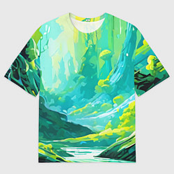 Футболка оверсайз мужская Зелёная кислотная абстракция, цвет: 3D-принт