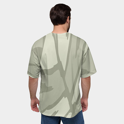 Мужская футболка оверсайз Серо-зеленая абстрактная текстура / 3D-принт – фото 4