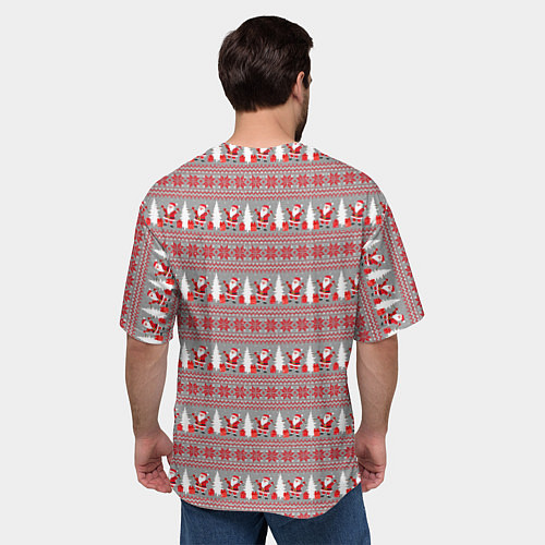 Мужская футболка оверсайз Рождественский паттерн / 3D-принт – фото 4