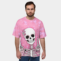 Футболка оверсайз мужская Скелет-милашка, цвет: 3D-принт — фото 2