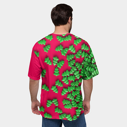 Мужская футболка оверсайз Веселые елочки / 3D-принт – фото 4