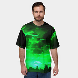 Футболка оверсайз мужская Кислотный зелёный закат, цвет: 3D-принт — фото 2
