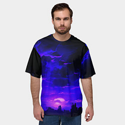 Футболка оверсайз мужская Фиолетовый апокалиптический закат, цвет: 3D-принт — фото 2