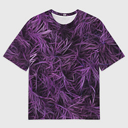 Футболка оверсайз мужская Фиолетовая трава на чёрном фоне, цвет: 3D-принт