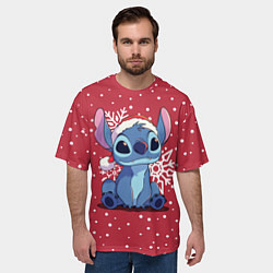 Футболка оверсайз мужская Новогодний Стич, цвет: 3D-принт — фото 2