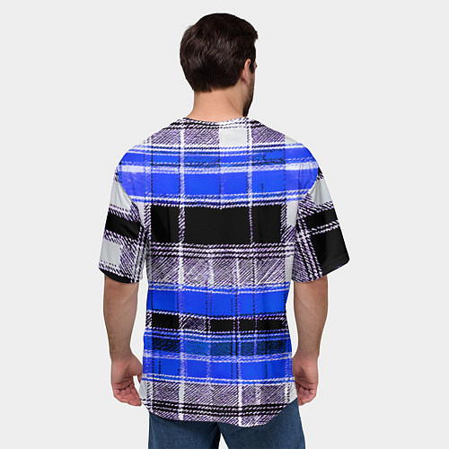 Мужская футболка оверсайз Белые полосы на чёрно-синем фоне / 3D-принт – фото 4