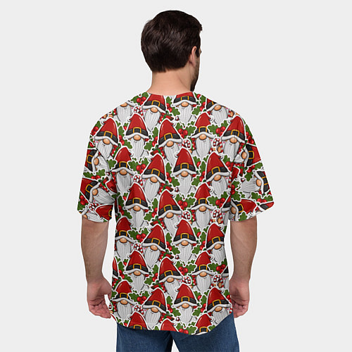 Мужская футболка оверсайз Паттерн из дедов морозов / 3D-принт – фото 4