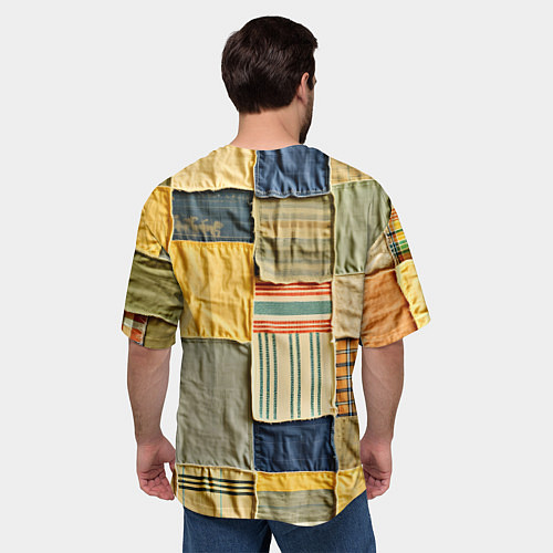 Мужская футболка оверсайз Пэчворк в желтых оттенках / 3D-принт – фото 4