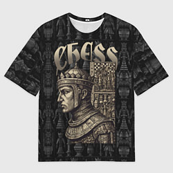 Футболка оверсайз мужская Король на фоне шахматных фигур, цвет: 3D-принт