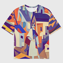 Футболка оверсайз мужская Кубизм абстрактный город, цвет: 3D-принт