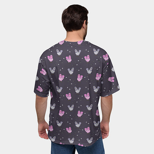 Мужская футболка оверсайз Голуби и семечки на темном / 3D-принт – фото 4