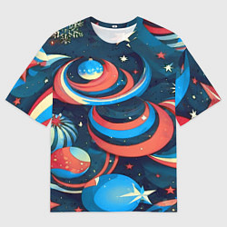 Мужская футболка оверсайз Абстракция ёлочных игрушек