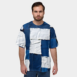 Футболка оверсайз мужская Джинсовый пэчворк, цвет: 3D-принт — фото 2