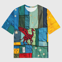Футболка оверсайз мужская Пэчворк с драконом, цвет: 3D-принт