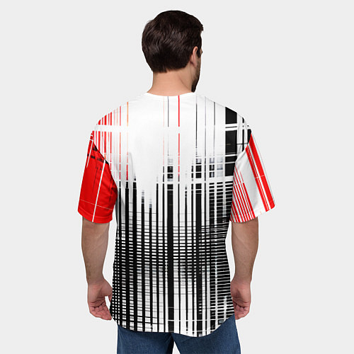 Мужская футболка оверсайз Красно-чёрный гранж на белом фоне / 3D-принт – фото 4