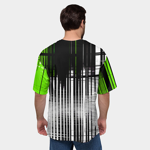 Мужская футболка оверсайз Зелёно-чёрный гранж на белом фоне / 3D-принт – фото 4