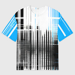 Футболка оверсайз мужская Сине-чёрный гранж на белом фоне, цвет: 3D-принт