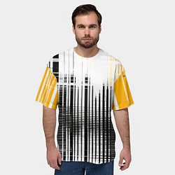 Футболка оверсайз мужская Жёлто-чёрный гранж на белом фоне, цвет: 3D-принт — фото 2