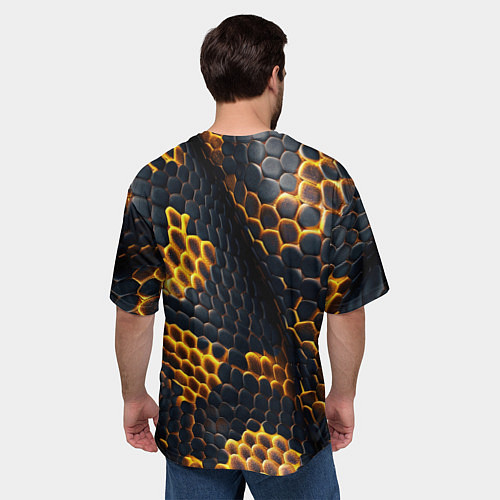 Мужская футболка оверсайз Текстура змеи / 3D-принт – фото 4