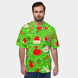 Футболка оверсайз мужская Новогоднее настроение паттерн, цвет: 3D-принт — фото 2