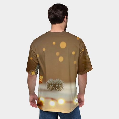 Мужская футболка оверсайз Желтая праздничная змейка / 3D-принт – фото 4