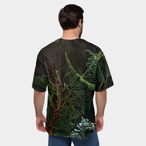 Мужская футболка оверсайз Объемные растения в лесу / 3D-принт – фото 4
