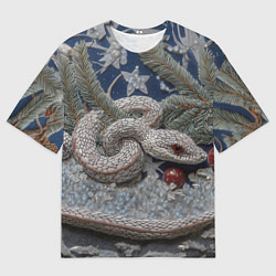 Футболка оверсайз мужская Объемная новогодняя змея, цвет: 3D-принт