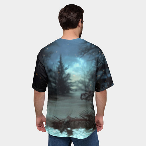 Мужская футболка оверсайз Белая змея и новогодние шары / 3D-принт – фото 4