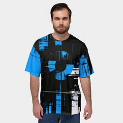 Футболка оверсайз мужская Сине-белый гранж на чёрном фоне, цвет: 3D-принт — фото 2