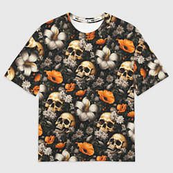 Футболка оверсайз мужская Маки и черепа, цвет: 3D-принт
