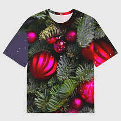 Футболка оверсайз мужская Новогоднее украшение ёлки, цвет: 3D-принт