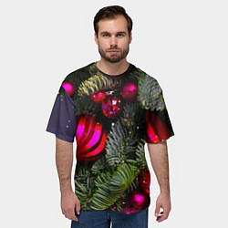 Футболка оверсайз мужская Новогоднее украшение ёлки, цвет: 3D-принт — фото 2